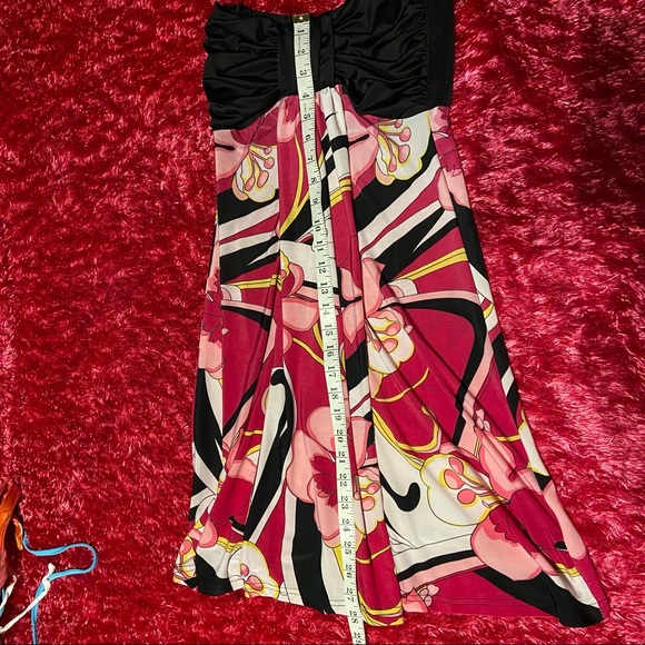 Strapless Multi Coloured Ruched Dress Size Small - Picture 14 of 15